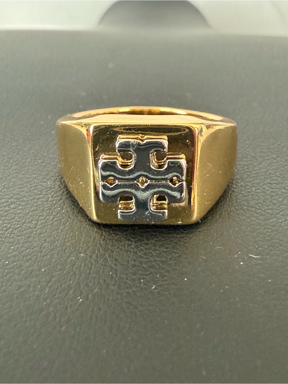 Tory Burch | Gold Plated Two-Tone Signet Ring | Size 7